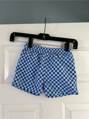 Bonton Blue Checkered Boys Swim Shorts 2T